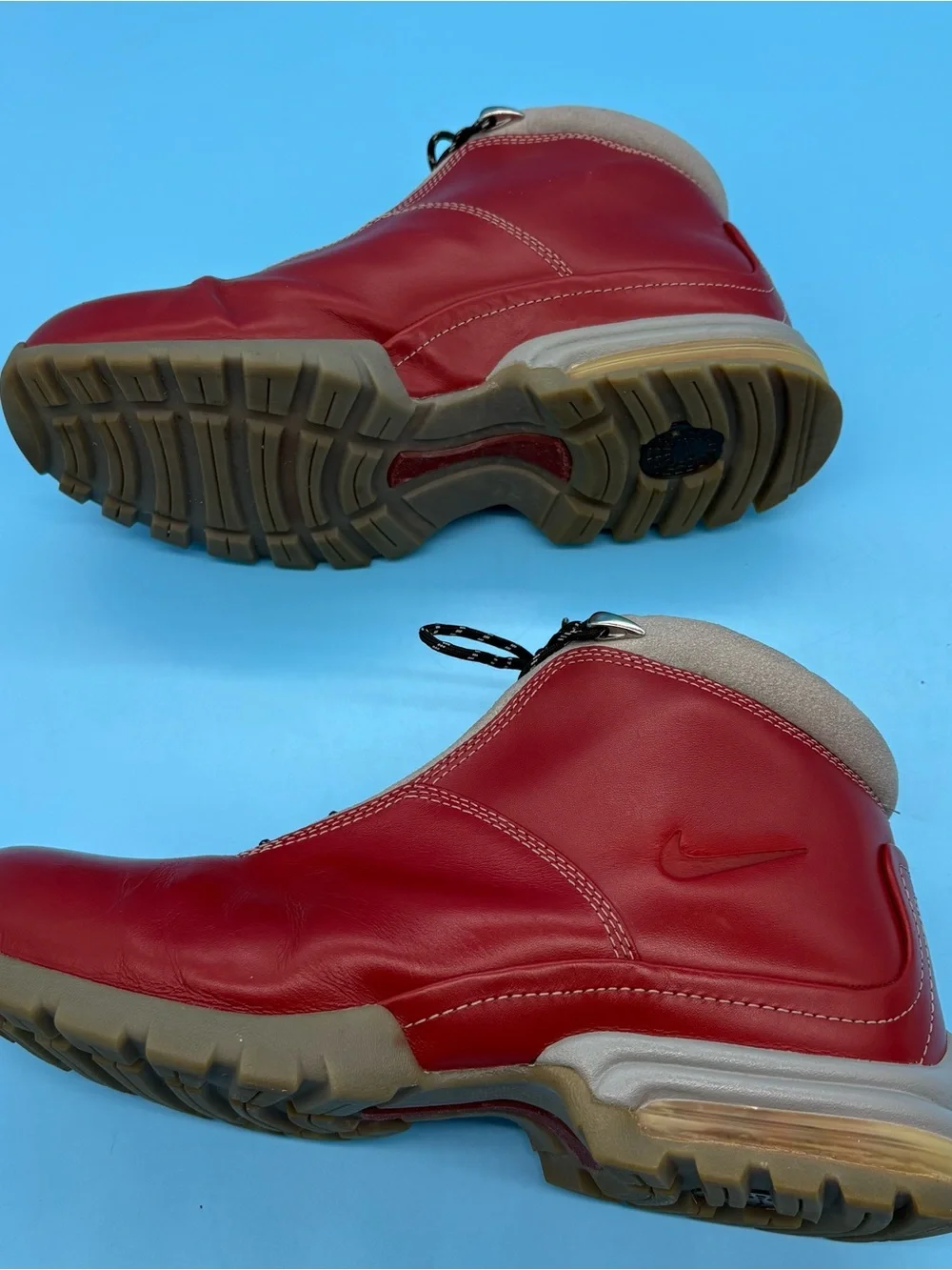 Vintage Women’s Nike Air Primo Leather Hiking Trail Boot Sport Size 12 Red/Cream
